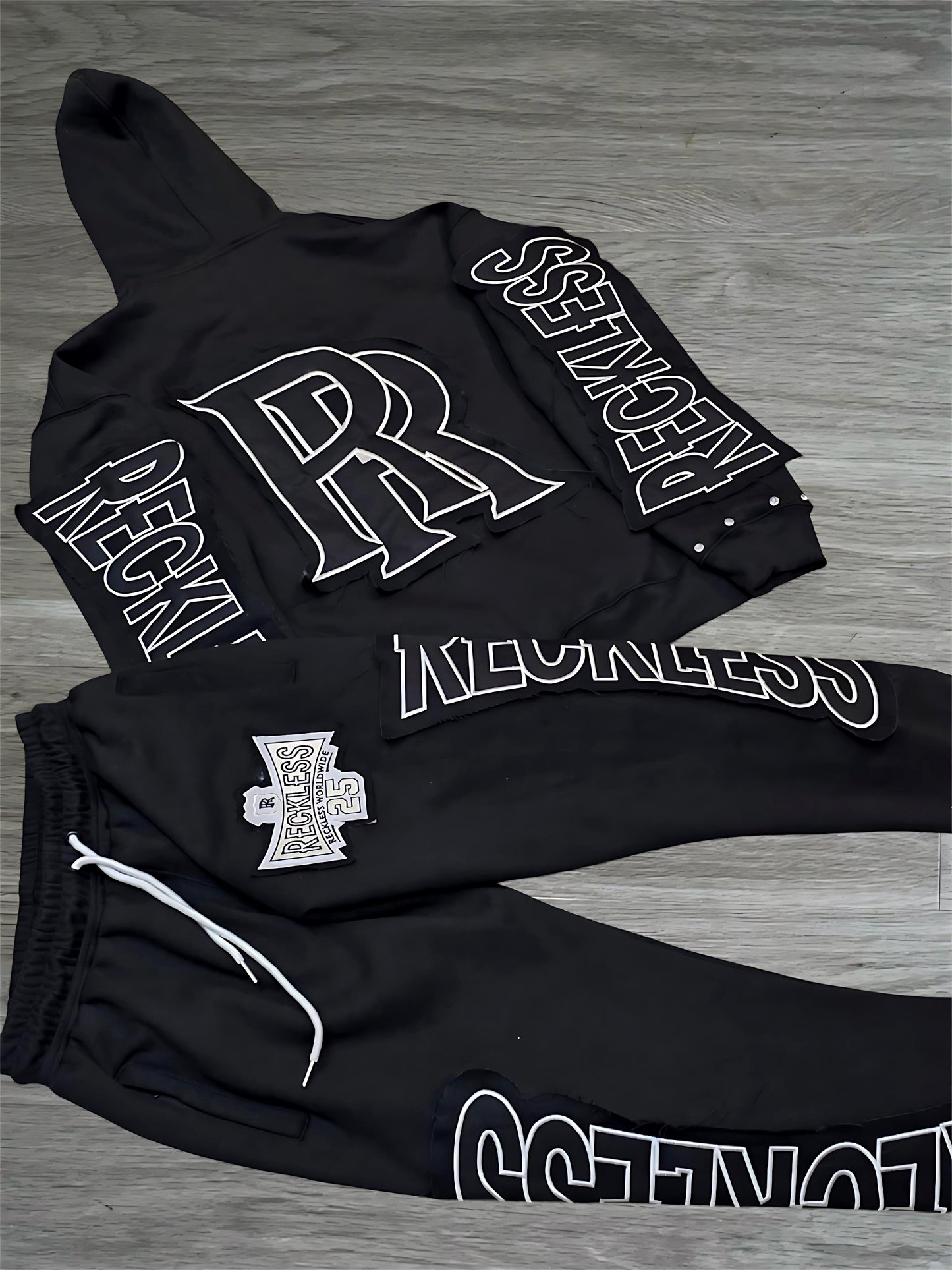Black Distressed Sweatsuit