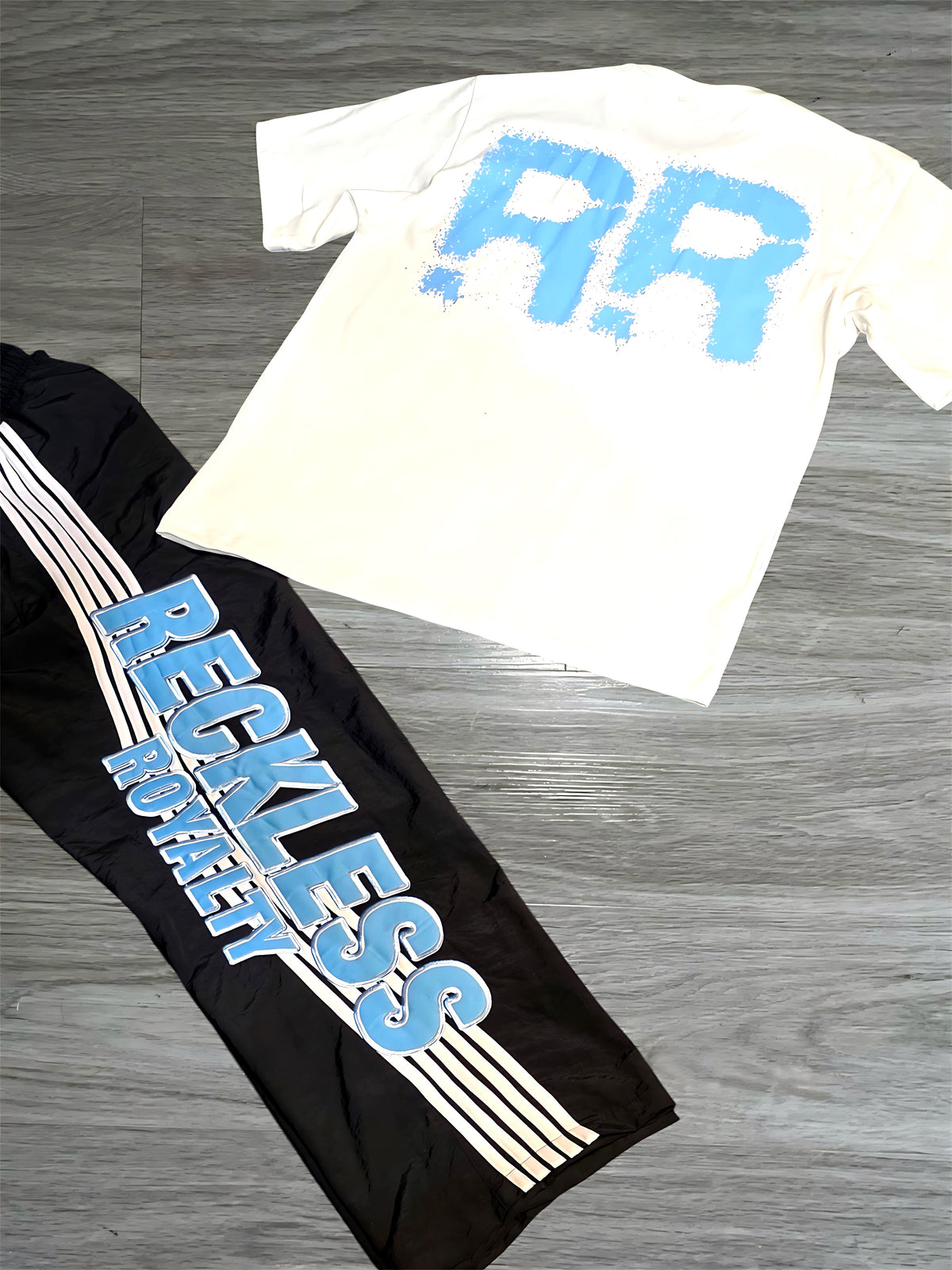 Baby Blue & Black Pants Set