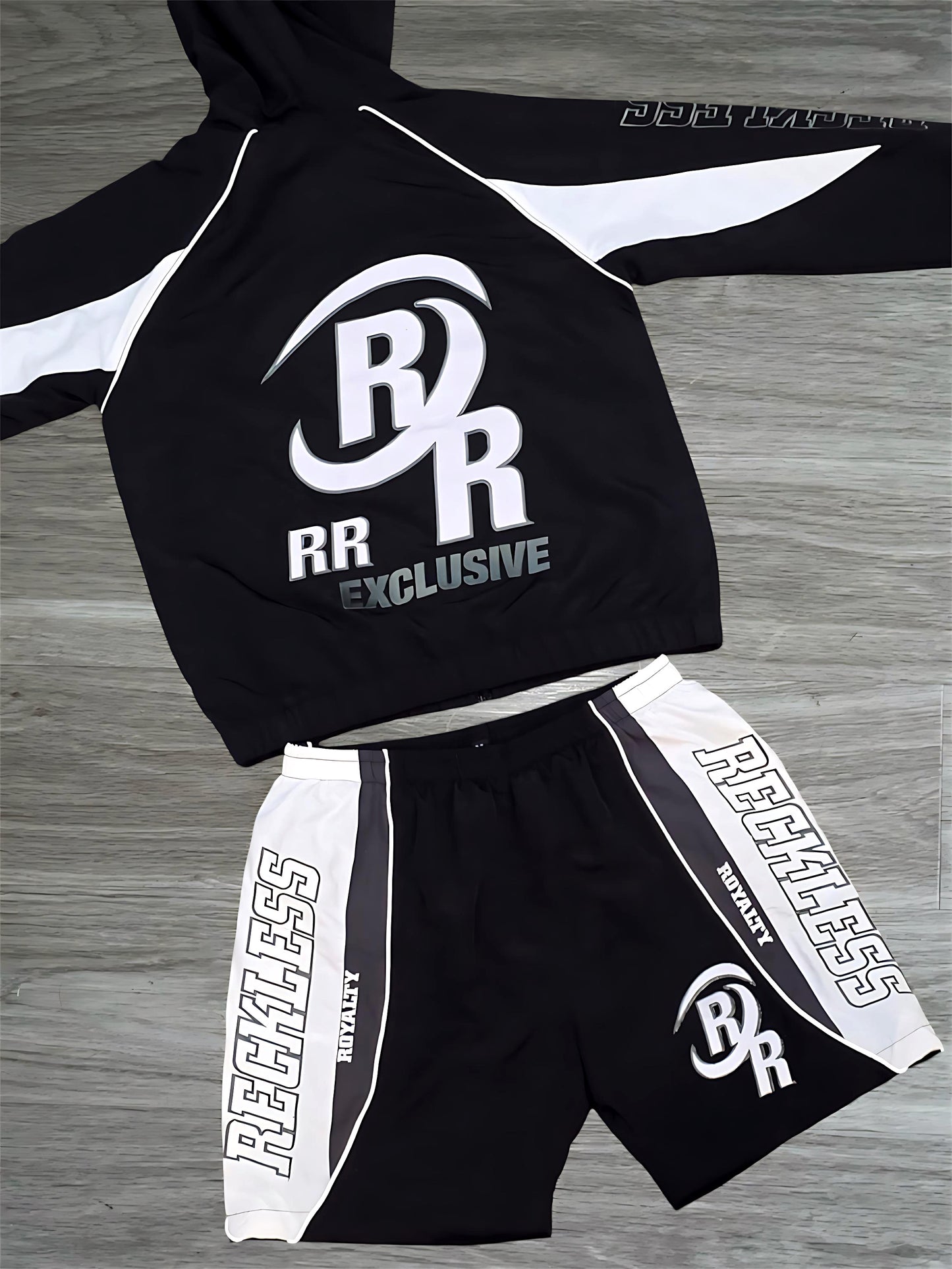 Black And Grey Windbreaker Set