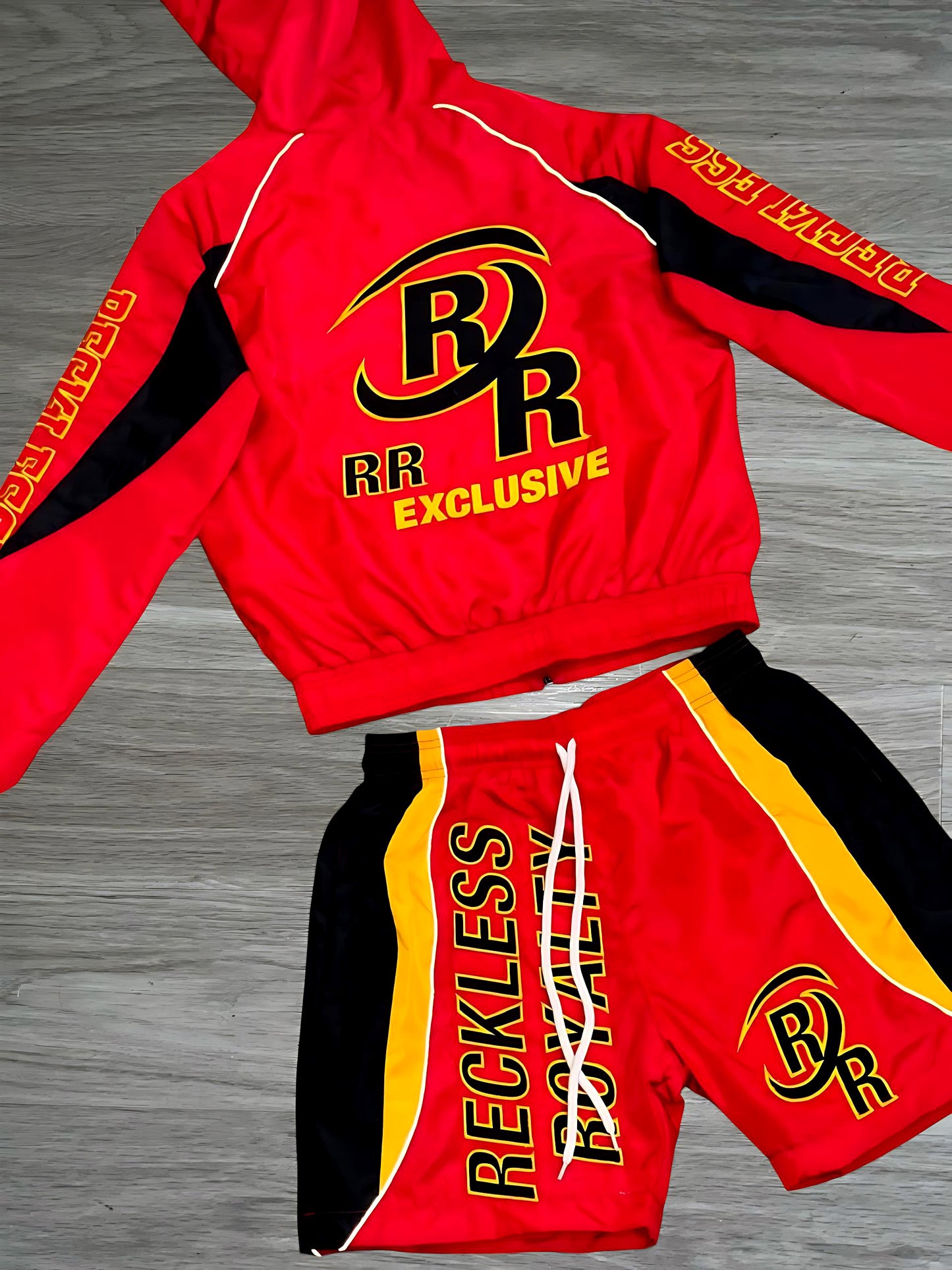 Red & Black Reflective Windbreaker Set