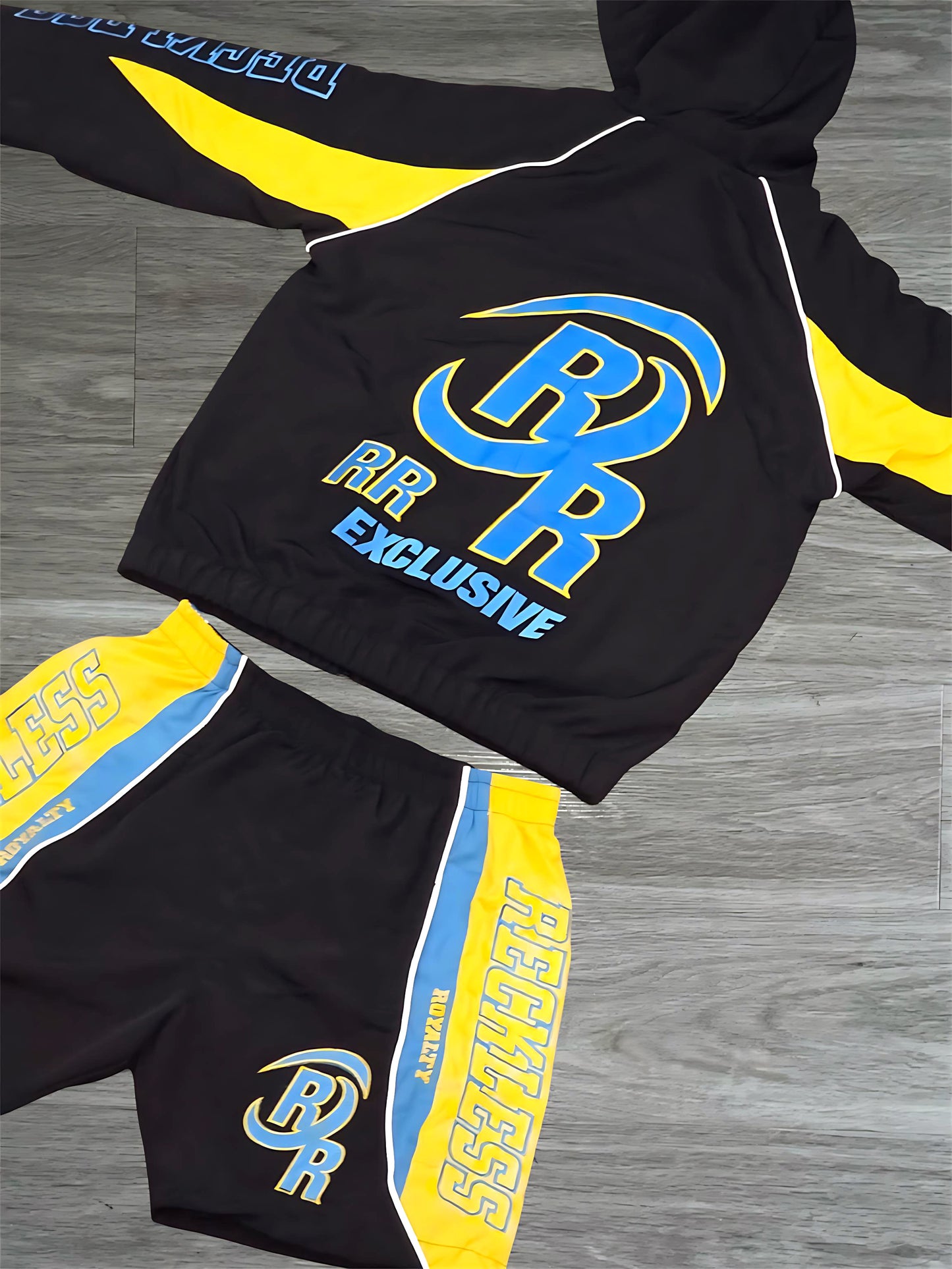 Black And Blue Windbreaker Set