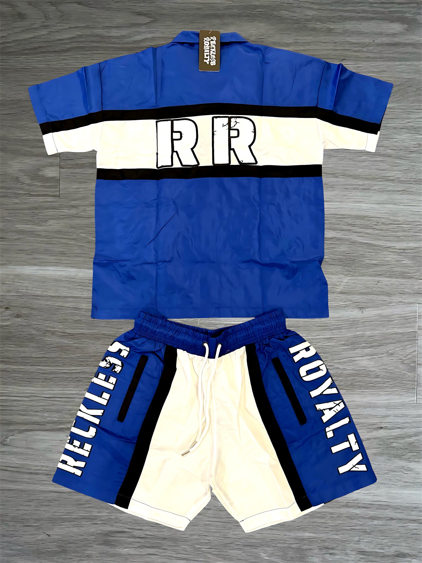 Royal Blue & White Button Up Set