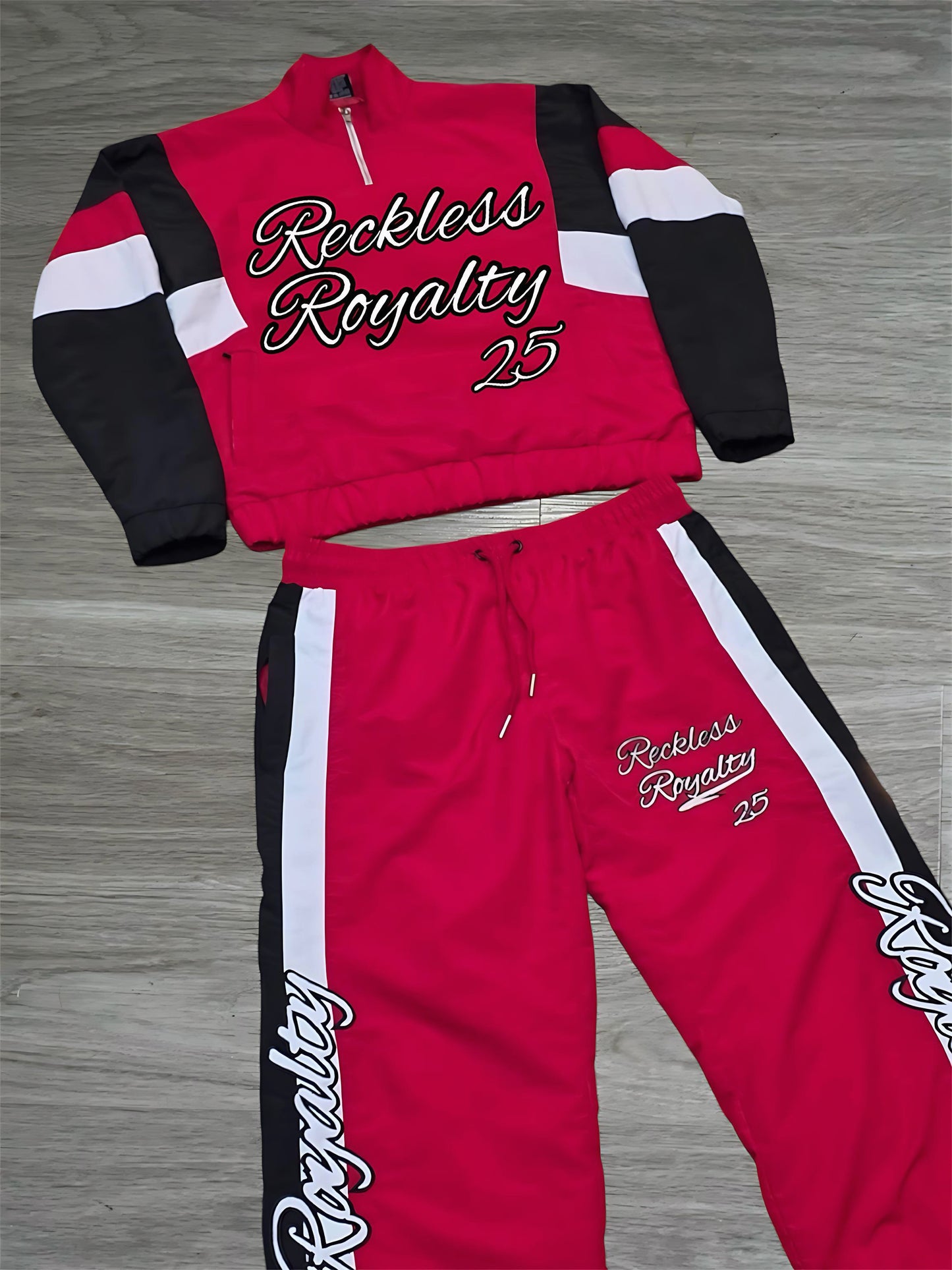 Red Panel Windbreaker Set