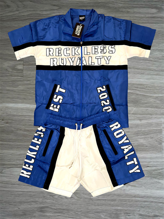 Royal Blue & White Button Up Set
