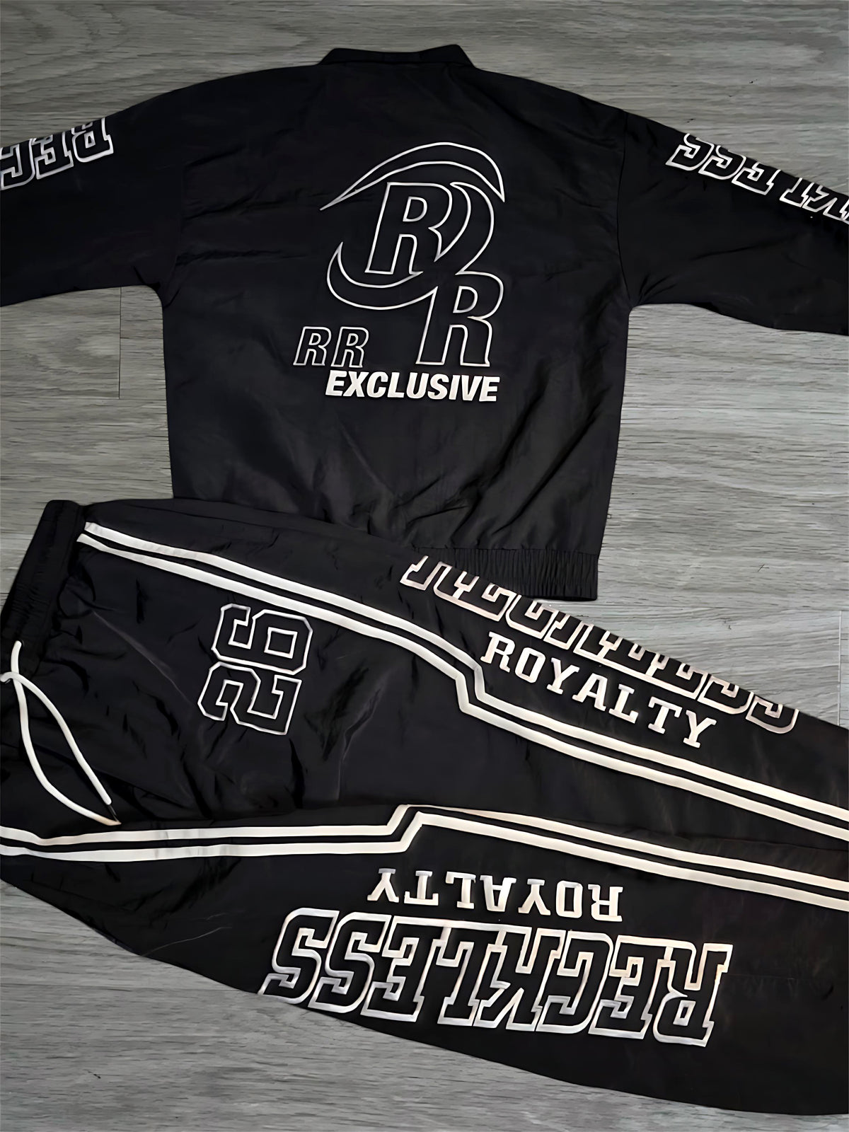 Black & White Windbreaker Pants Set