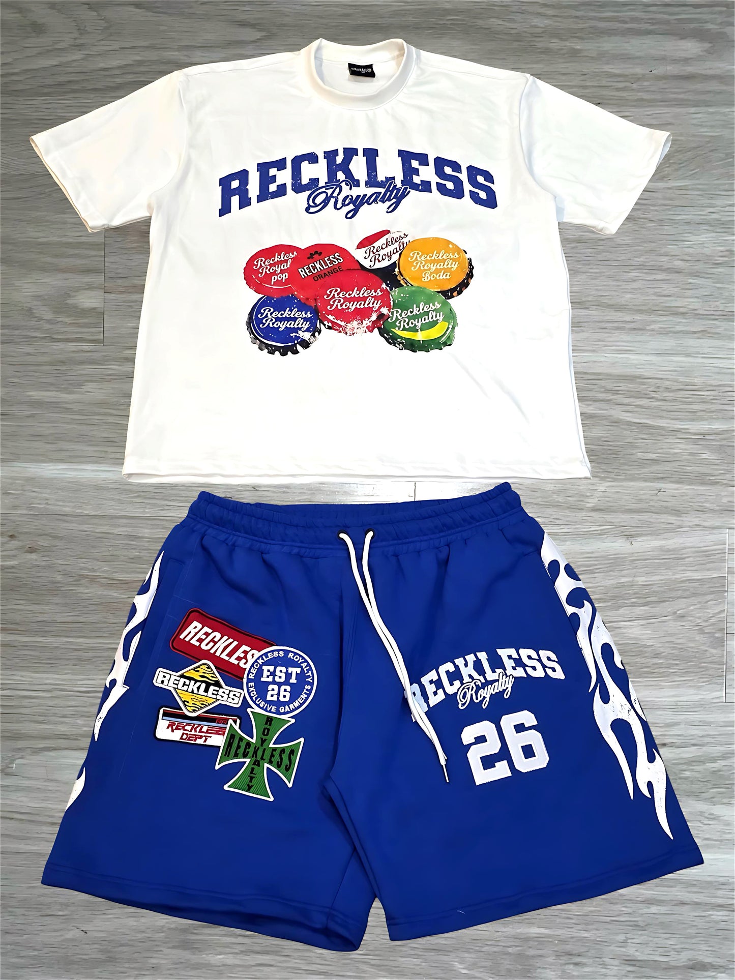 Blue Graphic Patched Set