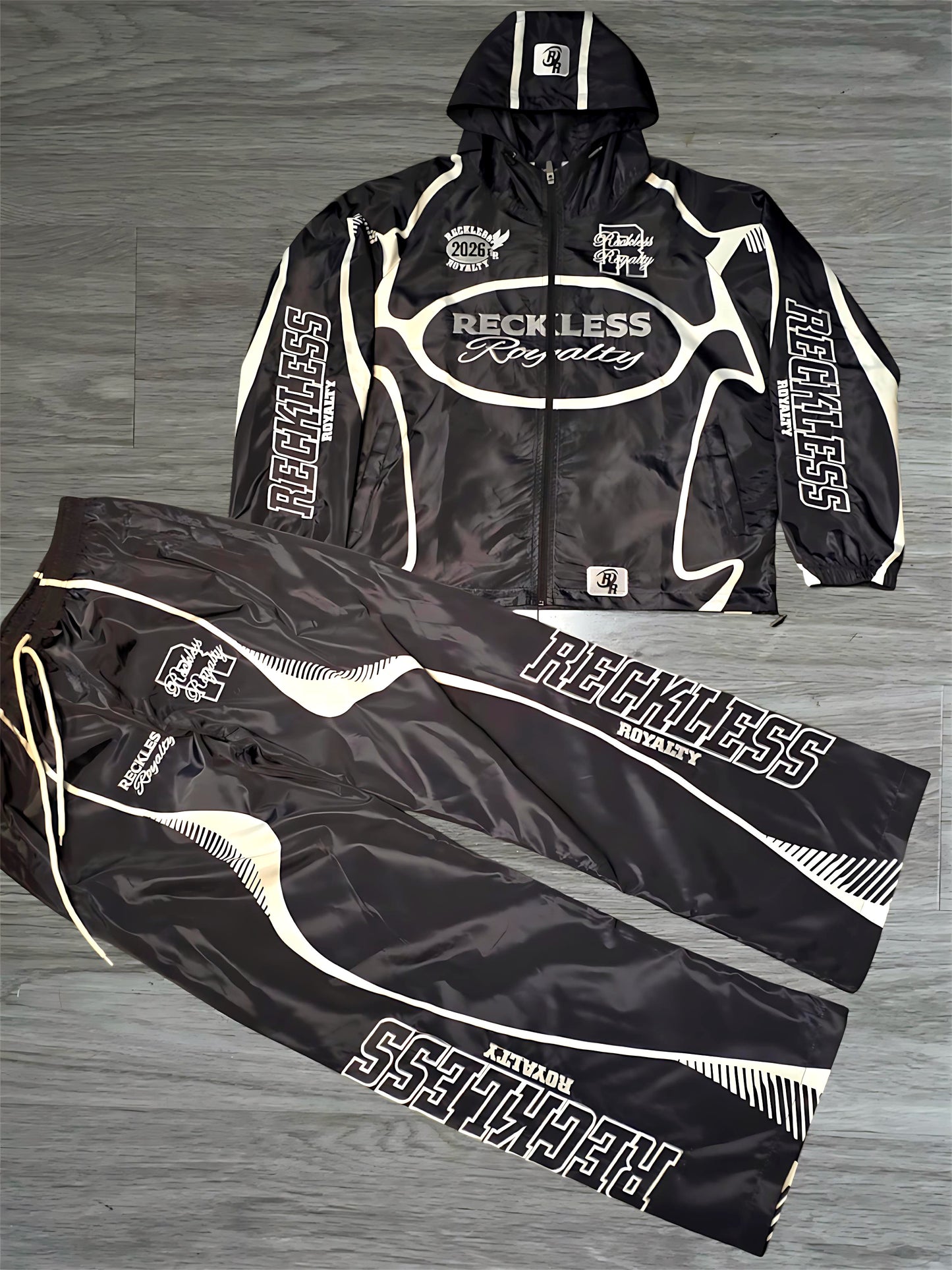 Black Windbreaker Set