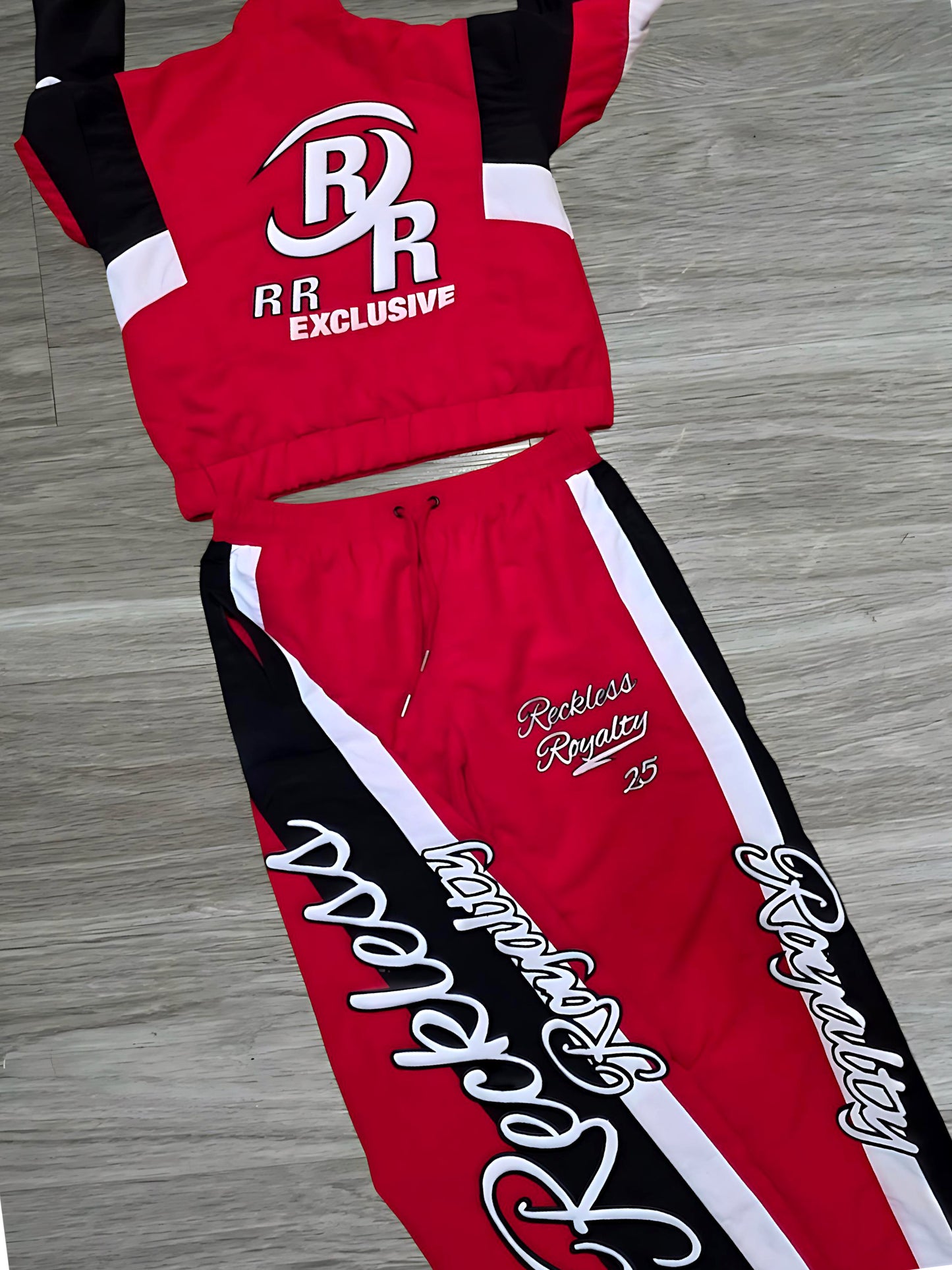 Red Panel Windbreaker Set