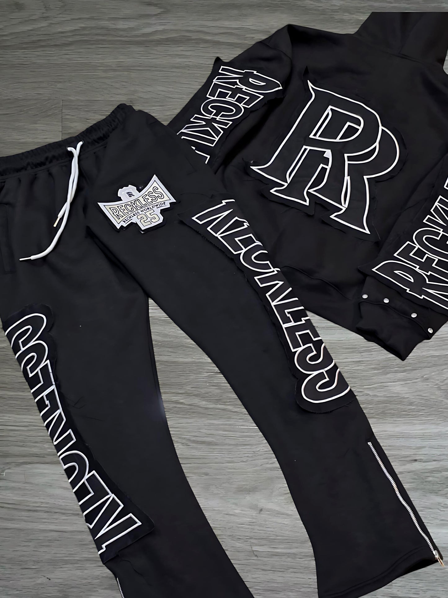 Black Distressed Sweatsuit