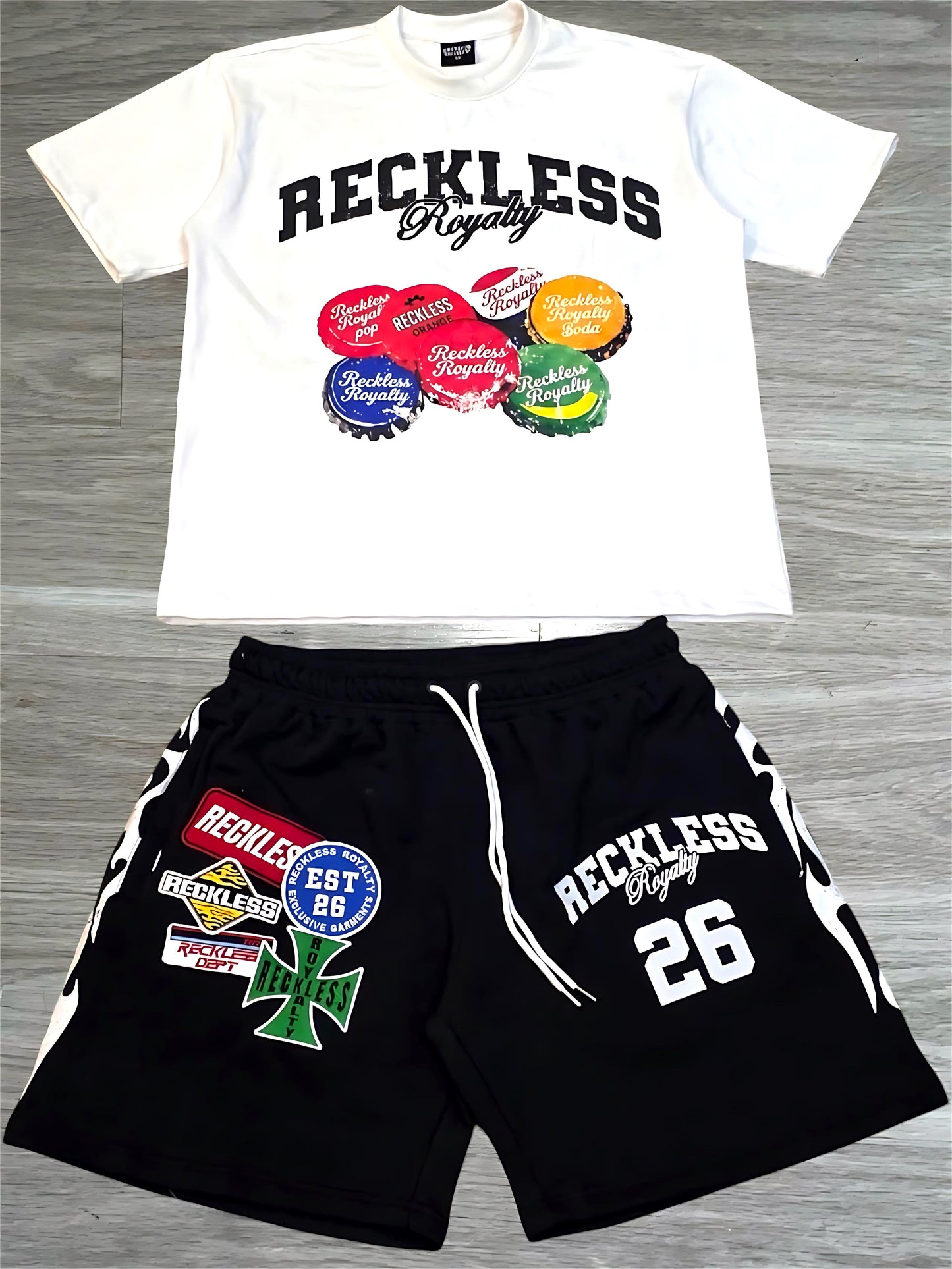Black Graphic Patched Set