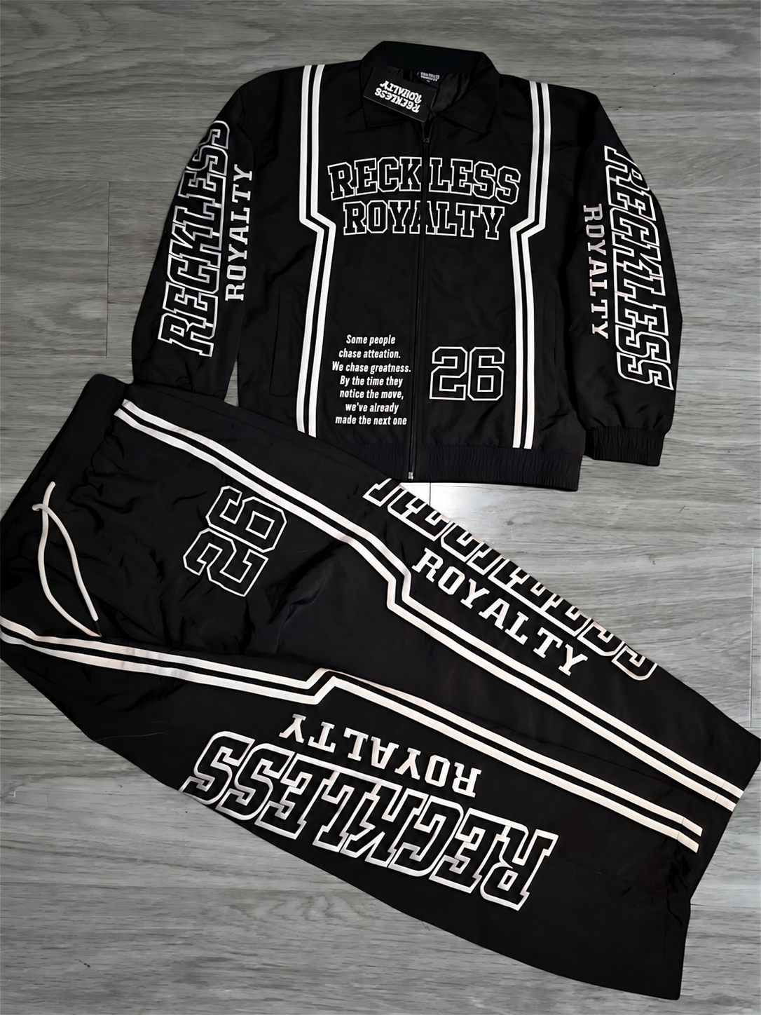 Black & White Windbreaker Pants Set