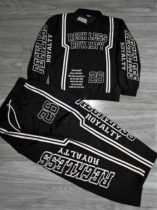 Black & White Windbreaker Pants Set