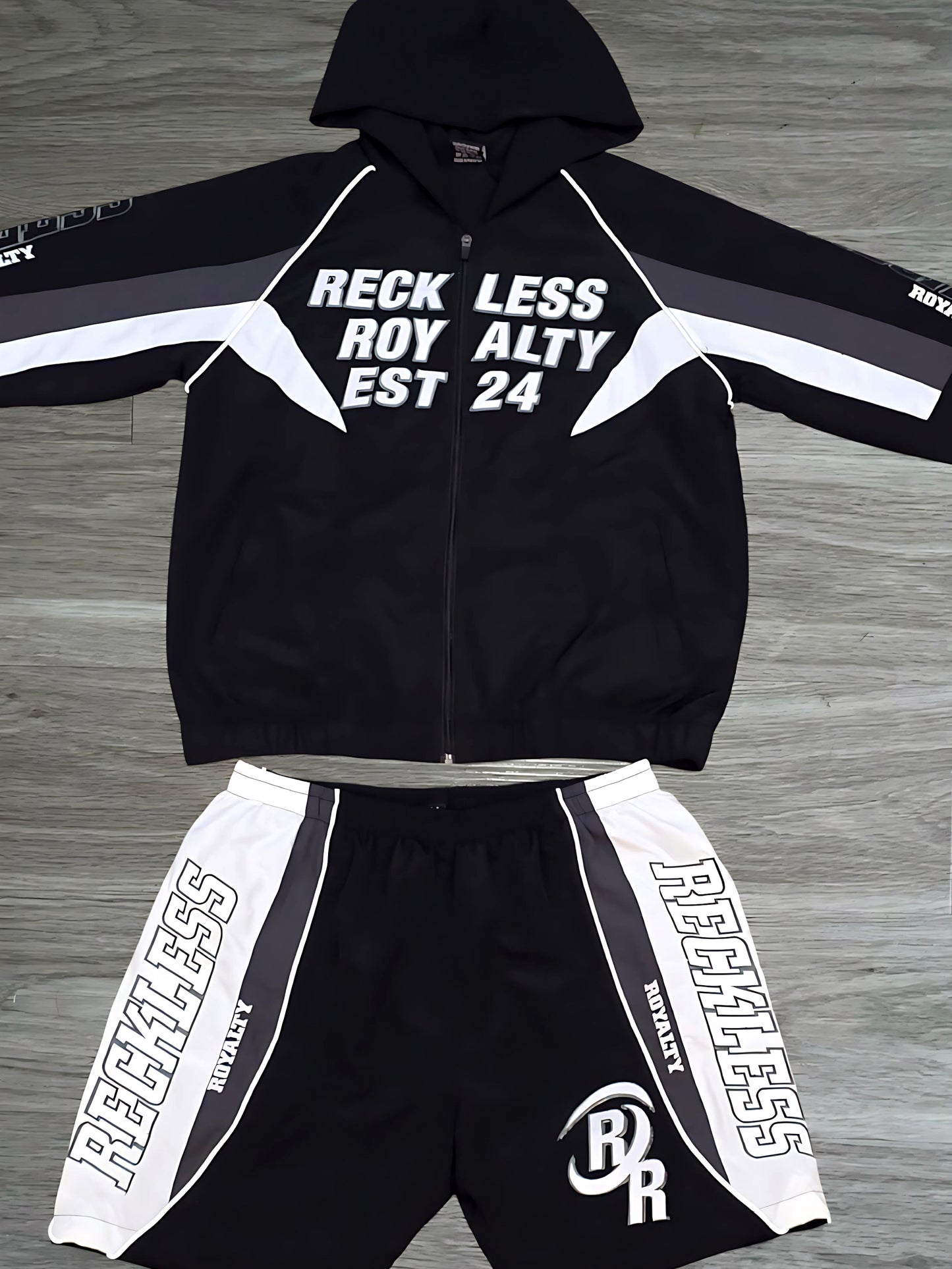 Black And Grey Windbreaker Set
