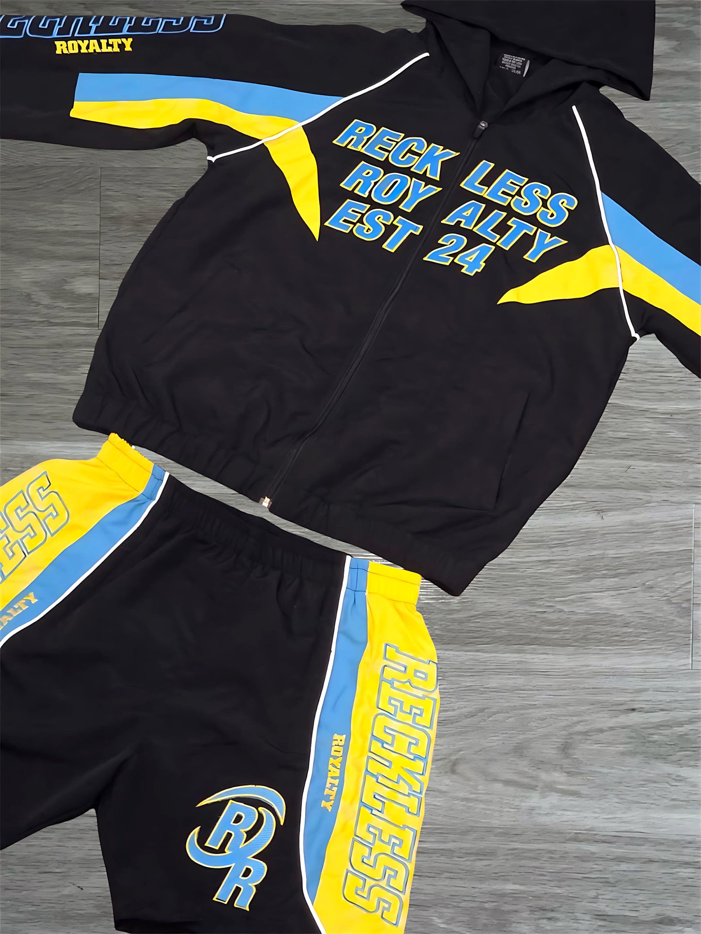 Black And Blue Windbreaker Set