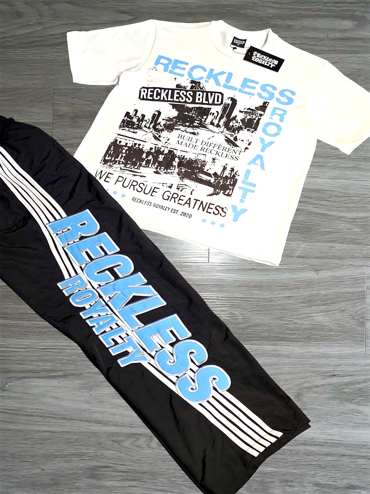Baby Blue & Black Pants Set